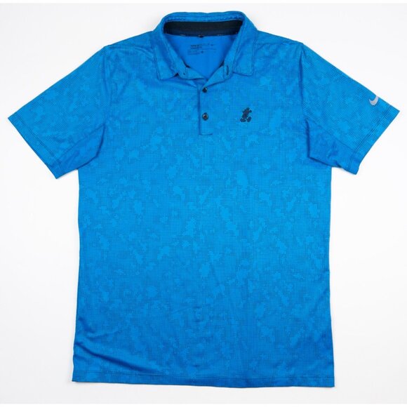 Disney Nike Golf Polo Men's Small Mickey Mouse Dot Camo Dri-Fit Wicking Blue - Picture 2 of 15